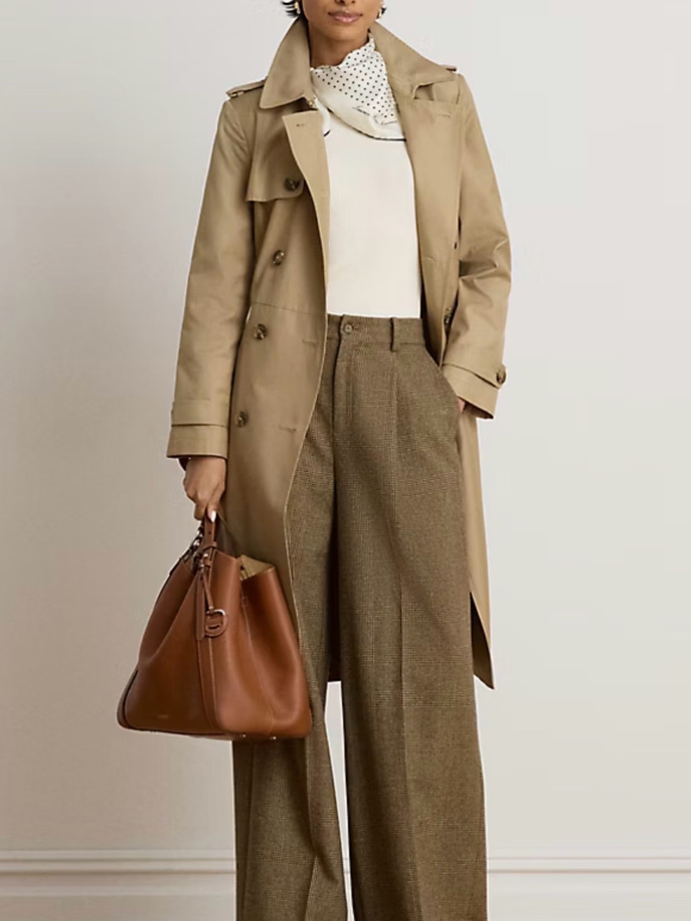 Ralph Lauren Tan Double-Breasted Trench Coat